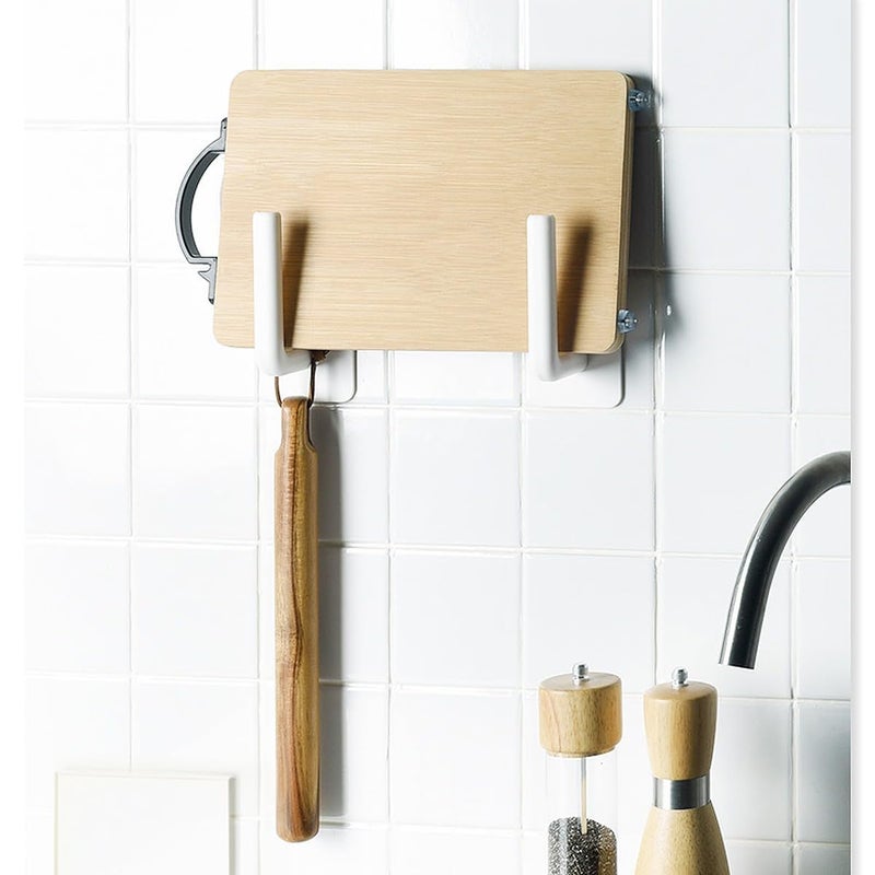 APURK APURK Self Adhesive Wall Hooks MultiFunctional Kitchen Wall Mount Pot Lid Rack Paper Towel Holder Waterproof Big Adhesive Heavy Duty Sticky Strong Hooks Hanging Capacity 10KG Max Set of 2 Pcs  - Image 5