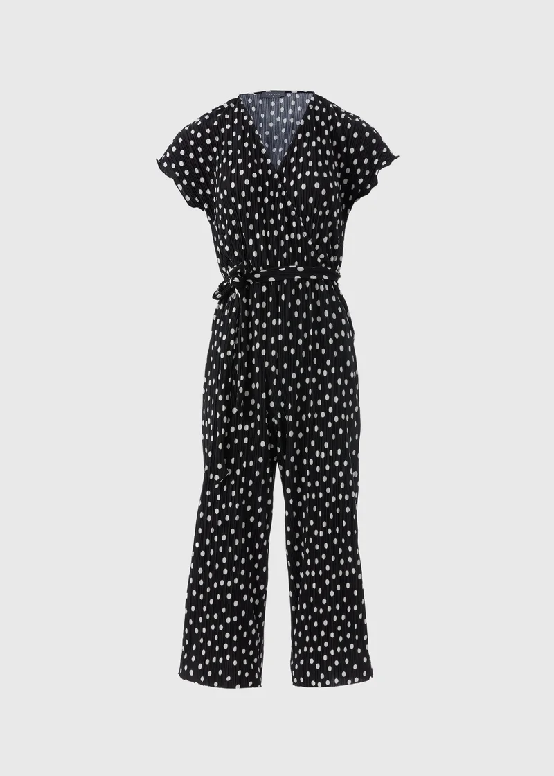 Matalan Black Monochrome Spot Plisse Culotte Jumpsuit