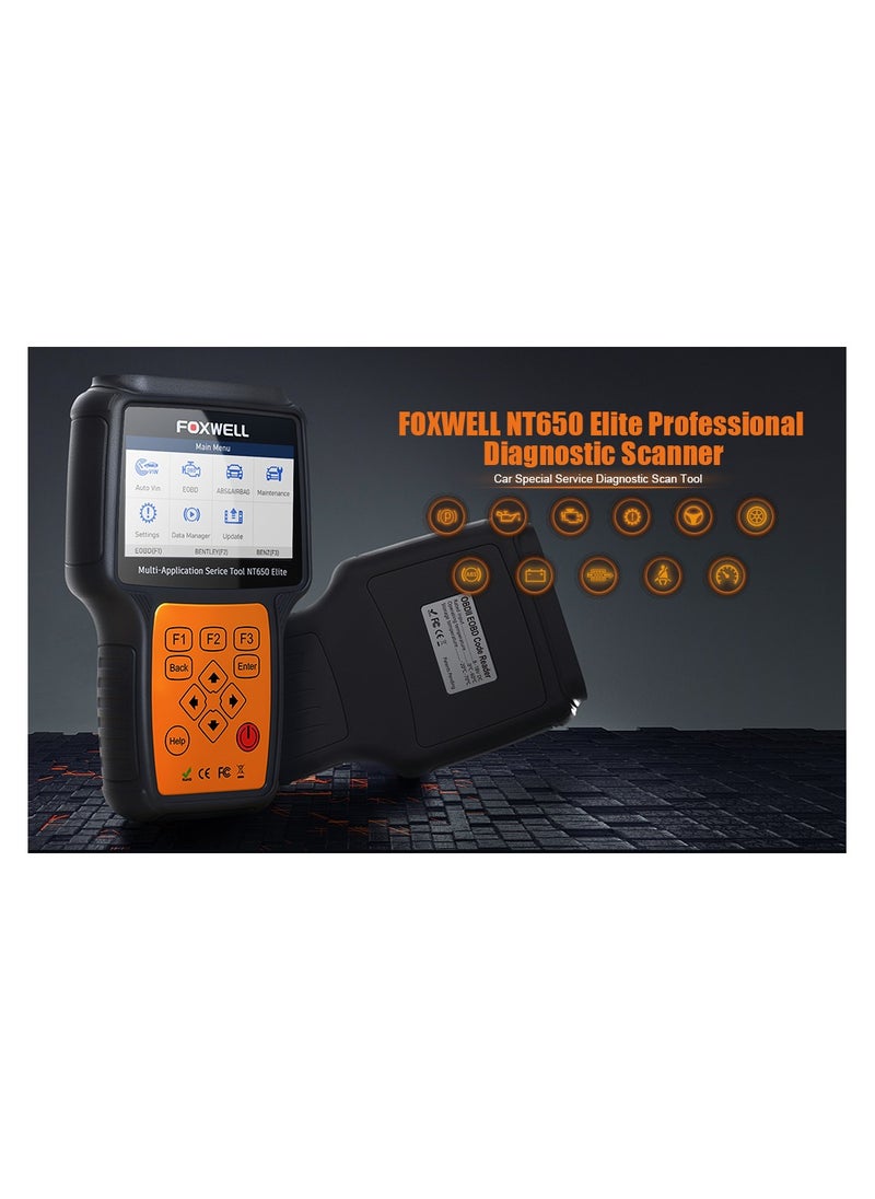 Generic - NT650 Elite Professional OBD2 Scanner 25 Resets, ABS SRS Scan Tool ABS Bleeding CVT Bidirectional Code Reader, Oil SAS BRT EPB TPS Injector Car Diagnostic Tool-Foxwell - Image 1