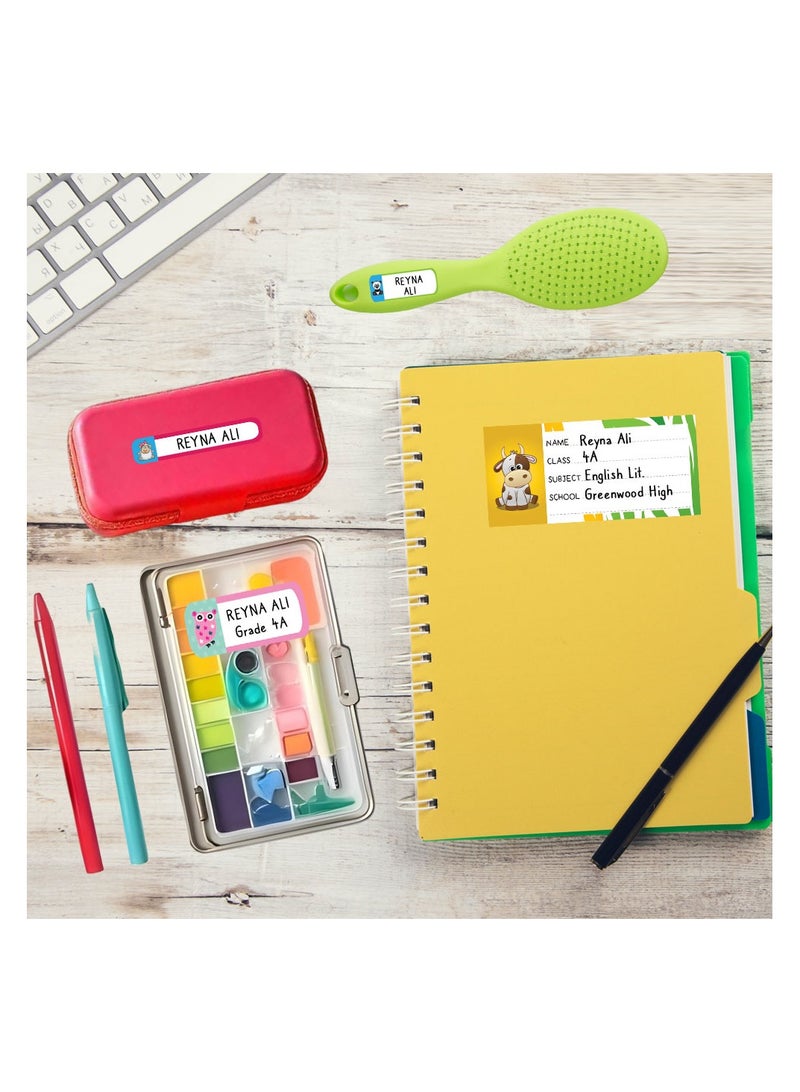 The Essential Label Pack | 60 Waterproof Name Label Sticker & Book Labels for Kids School Supplies | Sticky Name Tags | The School Labels for Kids Waterproof Pack | Instantly Personalised Stickers - Image 3