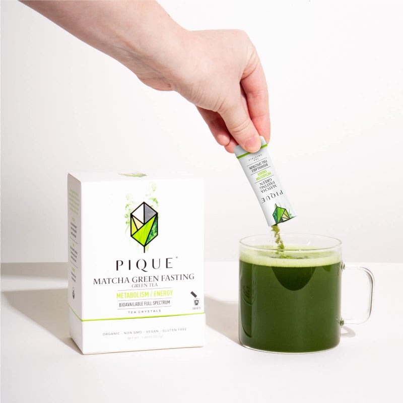 Pique Organic Matcha Fasting Tea Crystals - Support Healthy Metabolism, Calm Energy - 28 Single Serve Sticks (Pack of 1) - Image 3