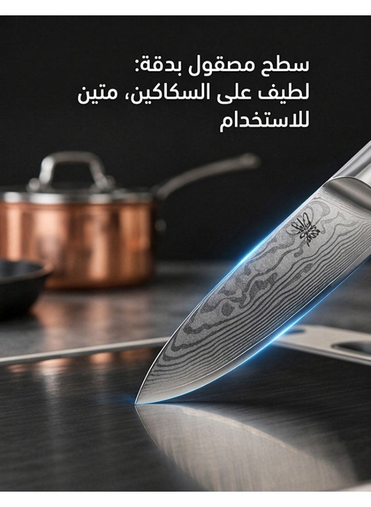 هيروسبيس لوح تقطيع كبير مزدوج الوجهين مع مبراة سكاكين مدمجة؛ لوح تقطيع للمطبخ مصنوع من قش القمح والفولاذ المقاوم للصدأ (304) مع مقبض، ومضاد للانزلاق — مخصص لتقطيع اللحوم، والخضروات، والدواجن، والشواء، والخبز، والأجبان. - Image 3
