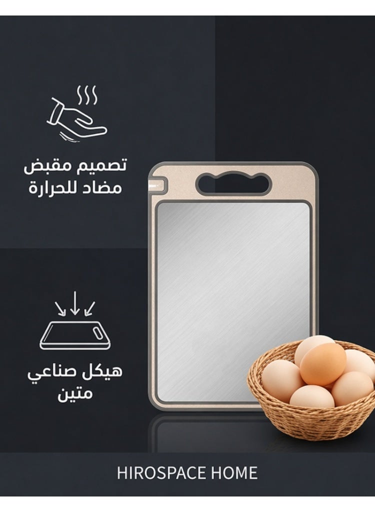 هيروسبيس لوح تقطيع كبير مزدوج الوجهين مع مبراة سكاكين مدمجة؛ لوح تقطيع للمطبخ مصنوع من قش القمح والفولاذ المقاوم للصدأ (304) مع مقبض، ومضاد للانزلاق — مخصص لتقطيع اللحوم، والخضروات، والدواجن، والشواء، والخبز، والأجبان. - Image 5