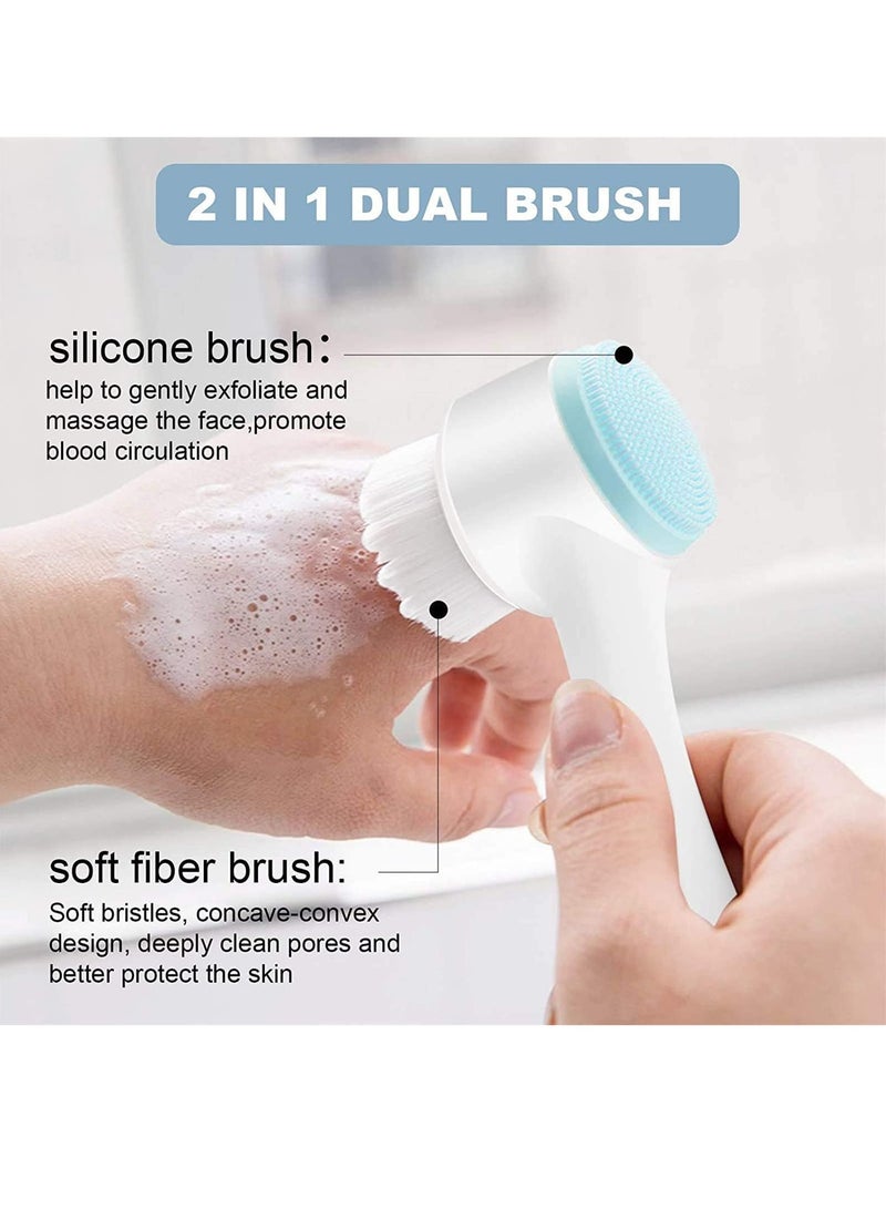 عربست منظف ​​الوجه السيليكوني 2 في 1 - تقشير لطيف وتدليك، فرشتان ناعمتان مناسبتان لجميع أنواع البشرة، خالٍ من العطور - Image 4