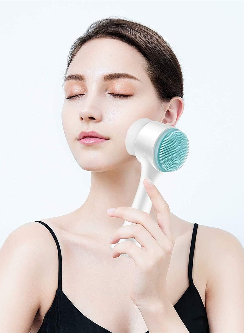 عربست منظف ​​الوجه السيليكوني 2 في 1 - تقشير لطيف وتدليك، فرشتان ناعمتان مناسبتان لجميع أنواع البشرة، خالٍ من العطور - Image 2