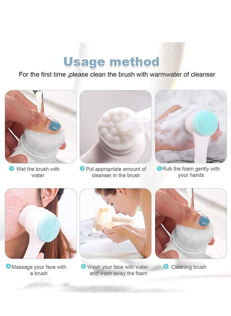 عربست منظف ​​الوجه السيليكوني 2 في 1 - تقشير لطيف وتدليك، فرشتان ناعمتان مناسبتان لجميع أنواع البشرة، خالٍ من العطور - Image 5