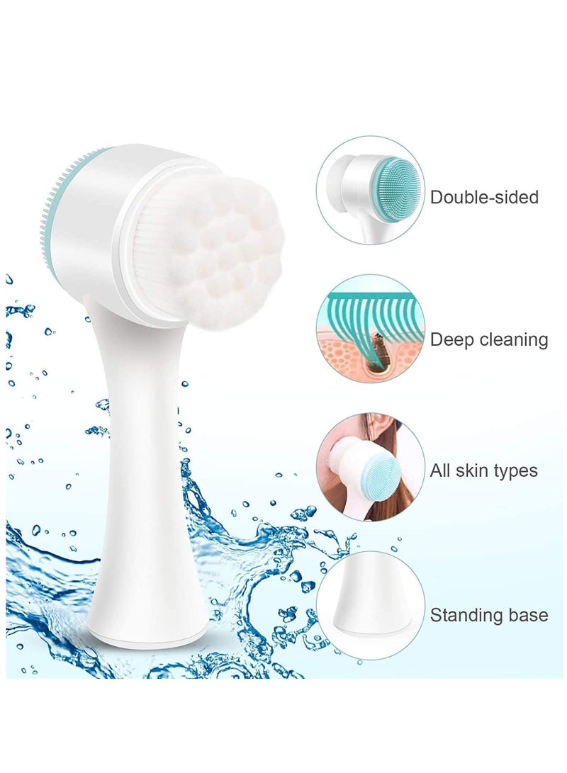 عربست منظف ​​الوجه السيليكوني 2 في 1 - تقشير لطيف وتدليك، فرشتان ناعمتان مناسبتان لجميع أنواع البشرة، خالٍ من العطور - Image 3