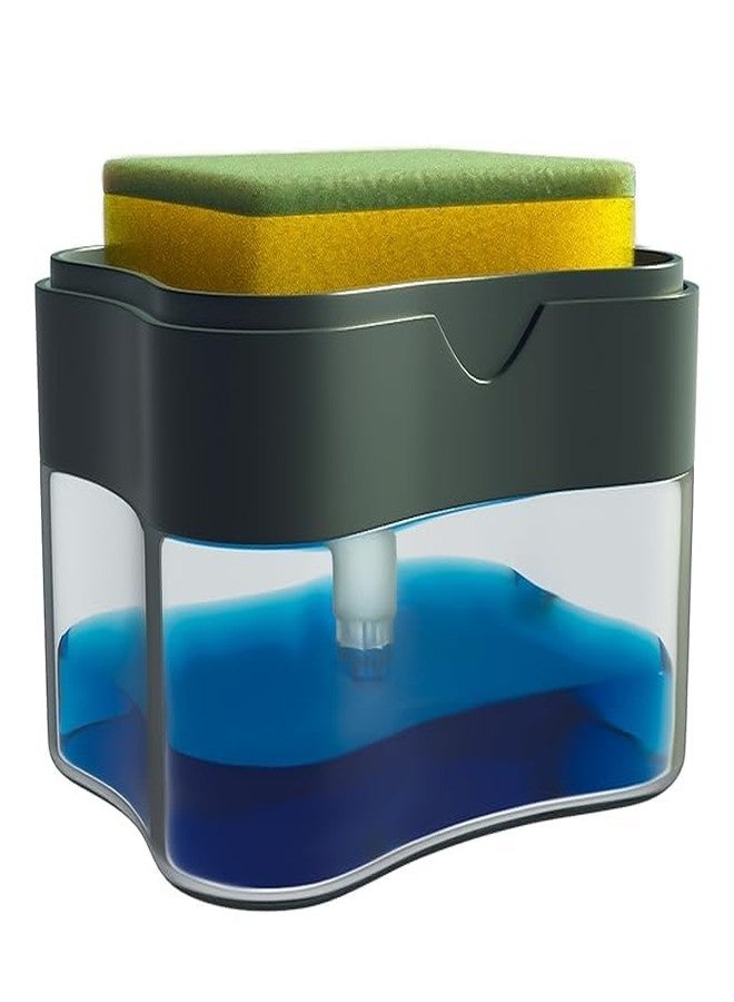 WENGTY 2 in 1 Liquid Soap Dispenser for Dishwasher Liquid Holder Liquid Dispenser Pump with Sponge Holder Kitchen Sink Dish Soap Dispenser for Kitchen (Square) - Image 1