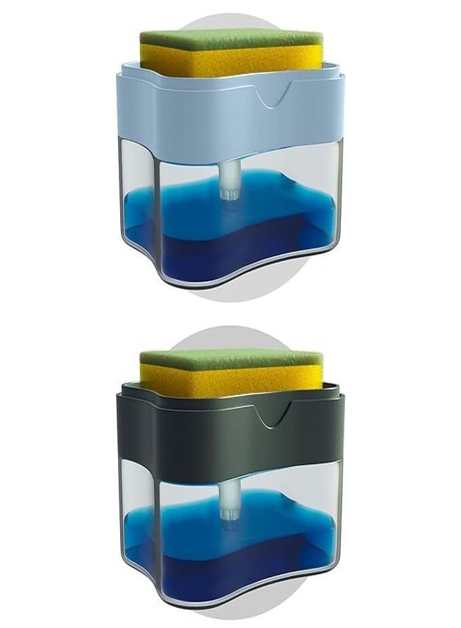 WENGTY 2 in 1 Liquid Soap Dispenser for Dishwasher Liquid Holder Liquid Dispenser Pump with Sponge Holder Kitchen Sink Dish Soap Dispenser for Kitchen (Square) - Image 4