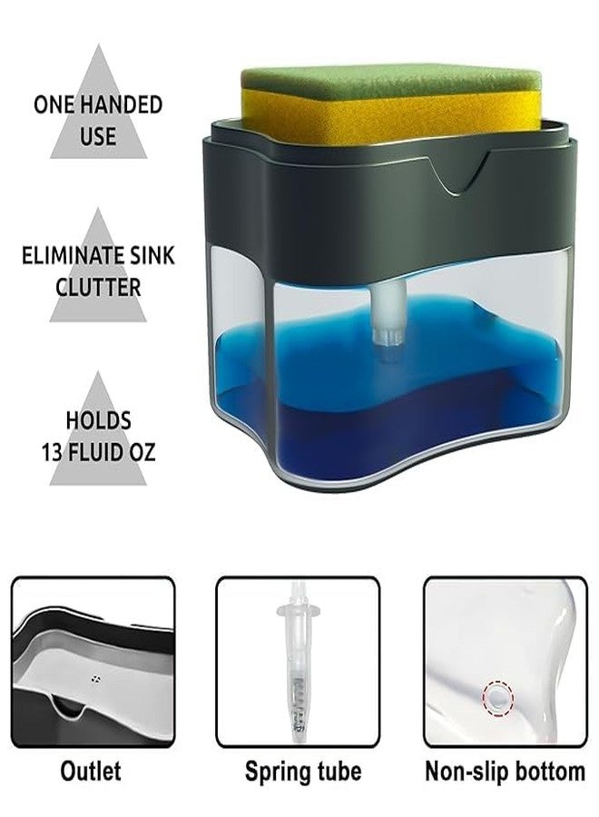 WENGTY 2 in 1 Liquid Soap Dispenser for Dishwasher Liquid Holder Liquid Dispenser Pump with Sponge Holder Kitchen Sink Dish Soap Dispenser for Kitchen (Square) - Image 5