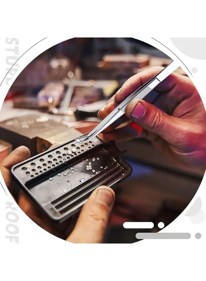 Stainless Steel Serrated Tip Tweezers Square Box 15 Clips Multi Functional Home Tool - Image 4