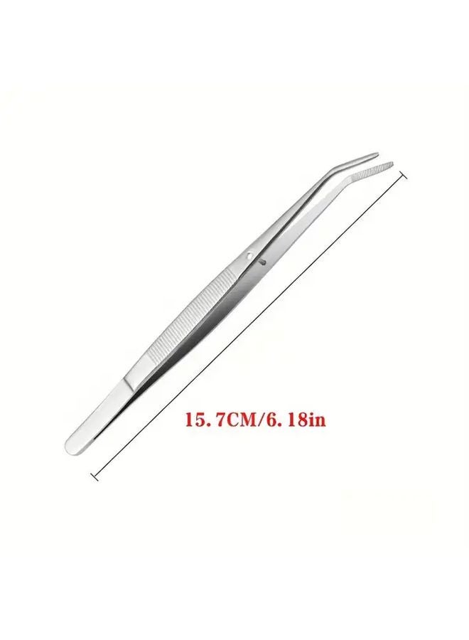 Stainless Steel Serrated Tip Tweezers Square Box 15 Clips Multi Functional Home Tool - Image 3