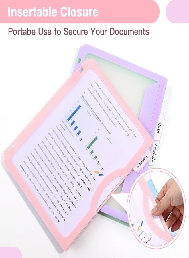XRUNMIX 5-Tab Dividers with One Full Pocket, 5 Counts Binder Dividers, 8.5 x 11'' Dividers for 3 Ring Binder 1''/2'' Recipe Binder Dividers with 5 Tabs for Back to School, Pastel Color (1) - Image 5