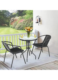 DubaiGallery Garden Patio Seating Chair and Table Set Outdoor Balcony Garden Coffee Table Set Furniture with 1 Table and 2 Chairs Set  - Image 1