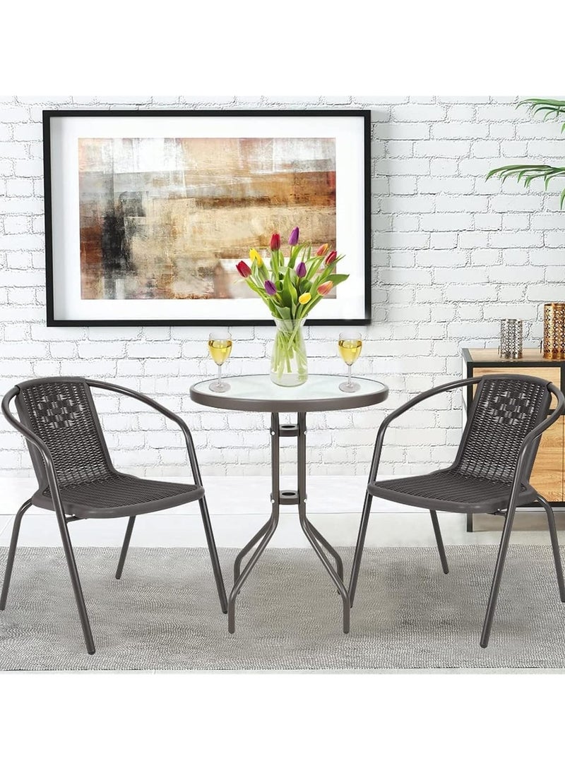 DubaiGallery Garden Patio Seating Chair and Table Set Outdoor Balcony Garden Coffee Table Set Furniture with 1 Table and 2 Chairs Set  - Image 3
