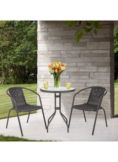 DubaiGallery Garden Patio Seating Chair and Table Set Outdoor Balcony Garden Coffee Table Set Furniture with 1 Table and 2 Chairs Set  - Image 4