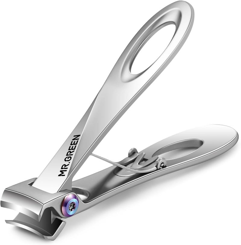 MRGREEN Nail Clippers Wide Jaw Opening Stainless Steel Fingernail Clipper Thick Hard Toenail Cutter Manicure Scissors Tools Nail Clipper Medium