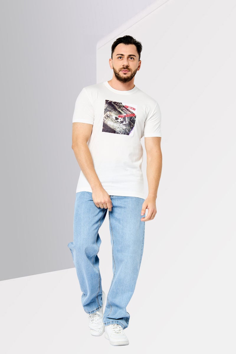 JOHN RICHMOND Men Crew Neck Short Sleeve Graphic Print T-Shirt, Off White - Image 2