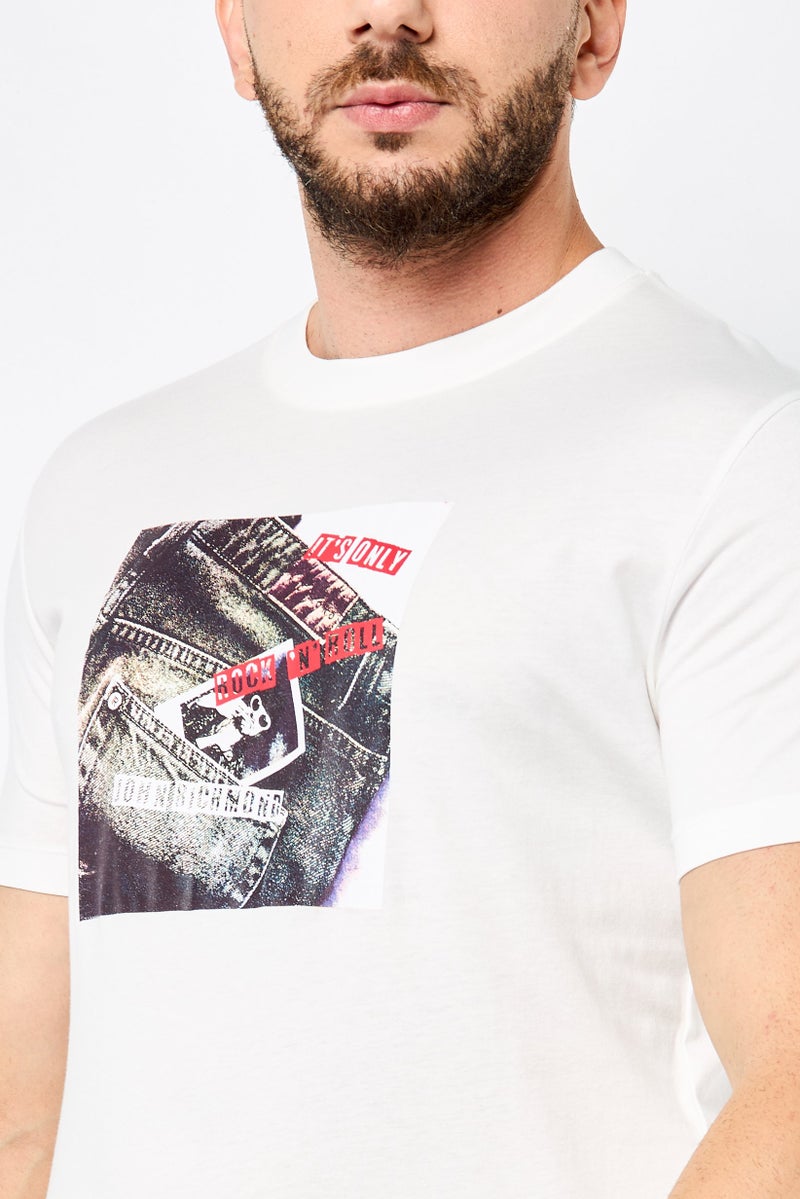 JOHN RICHMOND Men Crew Neck Short Sleeve Graphic Print T-Shirt, Off White - Image 4