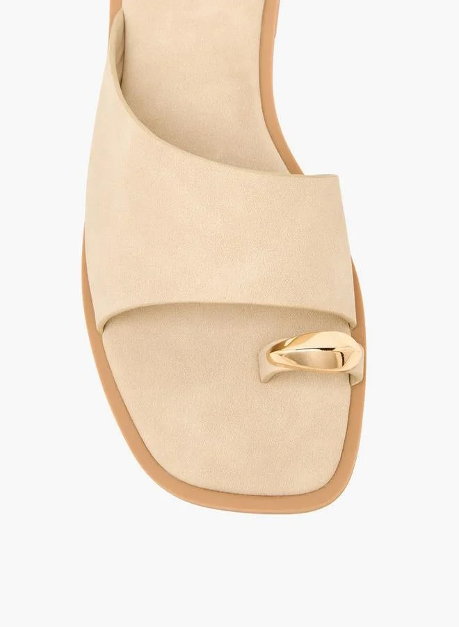 Flora Bella By Shoexpress SAND Women Slip On Toe Ring Sandals for Women | Best Price UAE