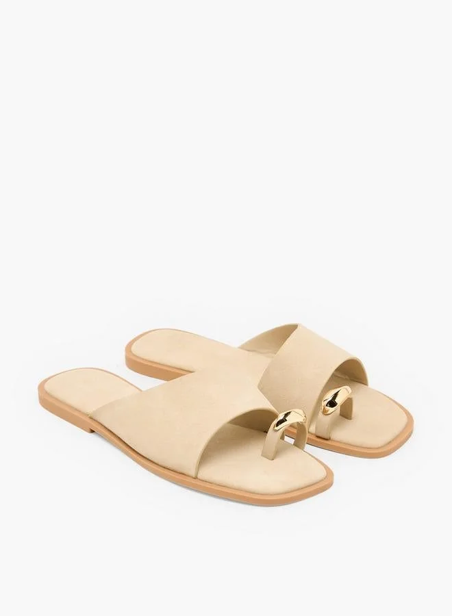 Flora Bella By Shoexpress SAND Women Slip On Toe Ring Sandals for Women | Best Price UAE