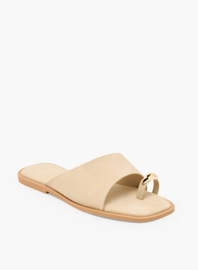 Flora Bella By Shoexpress SAND Women Slip On Toe Ring Sandals for Women | Best Price UAE