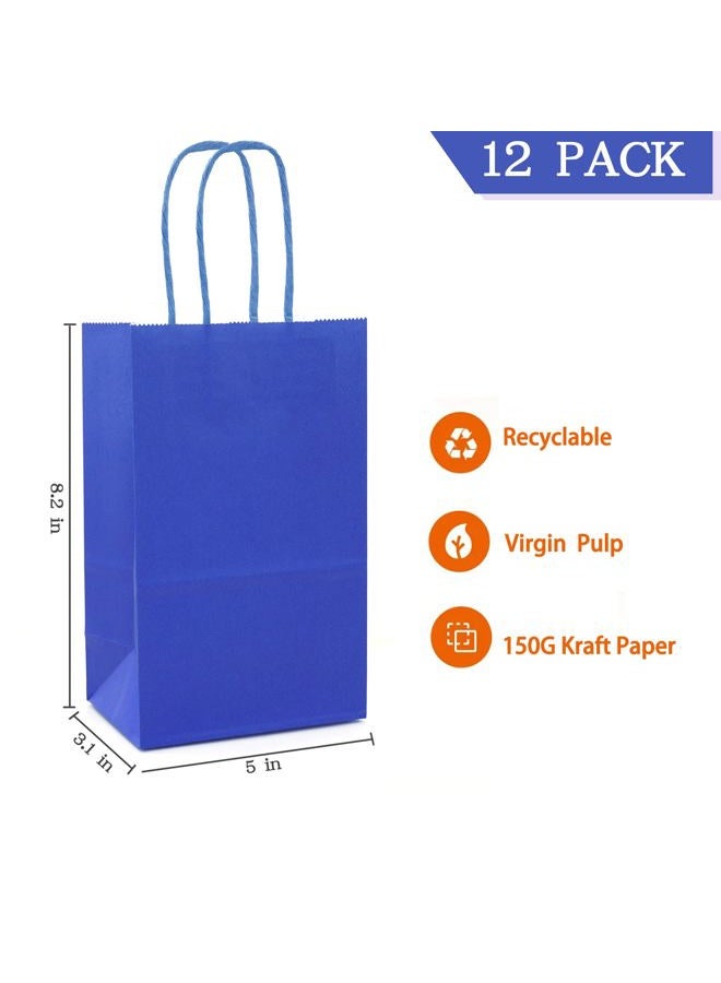 AZOWA Gift Bags Small Kraft Paper Bags with Handles (5 x 3.1 x 8.2 in, Royal Blue, 12 Pcs) - Image 2