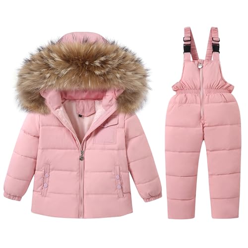 CARETOO Toddler Boys Girls Winter Down Coats Snowsuit Outerwear 2Pcs Clothes Hooded Jacket Snow Ski Bib Pants Outfits Set - Image 5