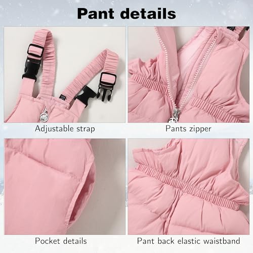 CARETOO Toddler Boys Girls Winter Down Coats Snowsuit Outerwear 2Pcs Clothes Hooded Jacket Snow Ski Bib Pants Outfits Set - Image 2