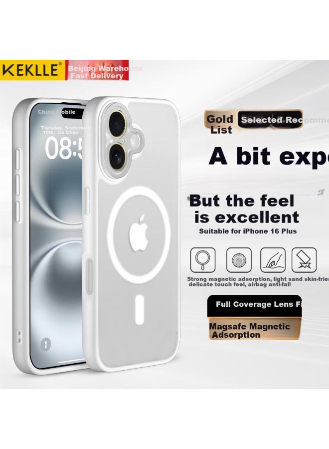 Keklle iphone 16 Plus Case Apple 16 Plus Protective Cover Wireless Charging Frosted Anti-drop Lens Full Package Soft Edge Protection Case Ivory White - Image 1
