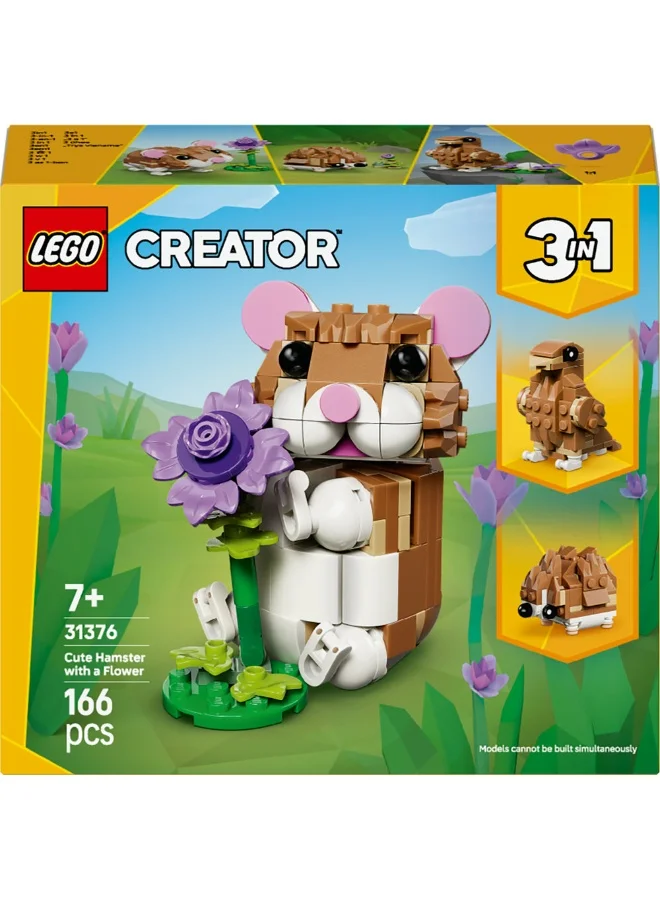 ليغو همستر لطيف مع زهرة من ليغو® كرييتور 3 في 1 - لعبة قابلة لإعادة البناء إلى قنفذ أو نسر - 31376