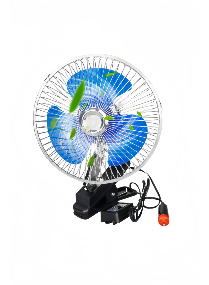 12V 6'' Clip-On Vehicle Cooling Fan with 2-Speed, Powerful Car Fan - Image 1