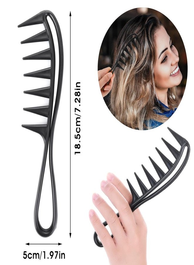 LOVHIDE Wide Tooth Hair Comb Set for Detangling - 2 Pack Black Salon Styling Comb for Curly, Wet & Dry Hair - Anti-Static, Flexible & Durable - Image 2