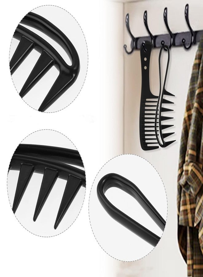 LOVHIDE Wide Tooth Hair Comb Set for Detangling - 2 Pack Black Salon Styling Comb for Curly, Wet & Dry Hair - Anti-Static, Flexible & Durable - Image 3
