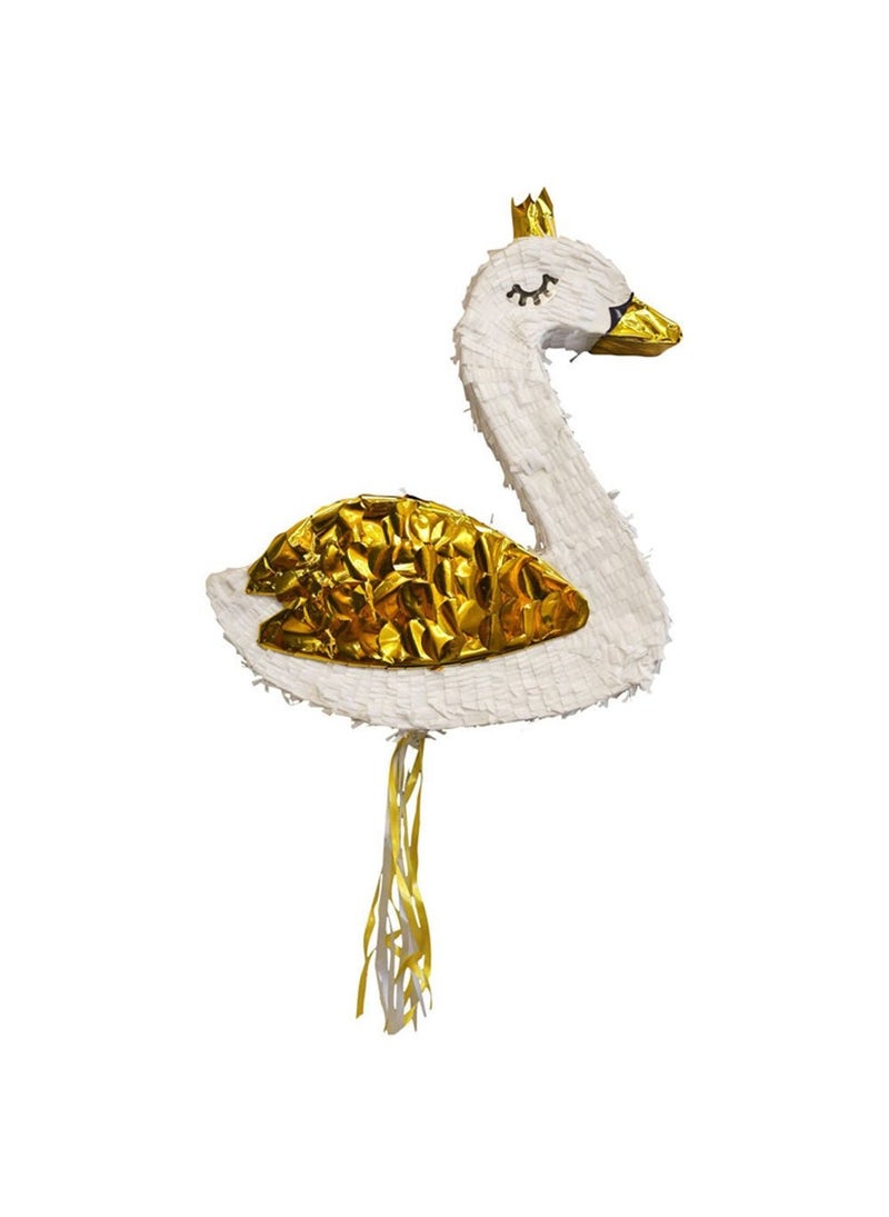 Swan Piñata White Gold 50 x 58 cm