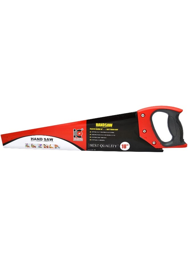 KADRIS - Hand Saw - 18"/460mm 7TPI Heat Treatment Teeth, Fast Cut, Long Life, Triple Teeth, 65Mn Material, Two Color Soft Handle, Precision Ground Teeth - Ideal for Woodworking and DIY HA1424 - Image 1
