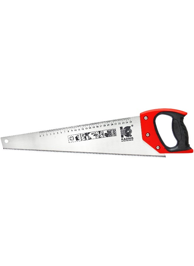 KADRIS - Hand Saw - 18"/460mm 7TPI Heat Treatment Teeth, Fast Cut, Long Life, Triple Teeth, 65Mn Material, Two Color Soft Handle, Precision Ground Teeth - Ideal for Woodworking and DIY HA1424 - Image 1