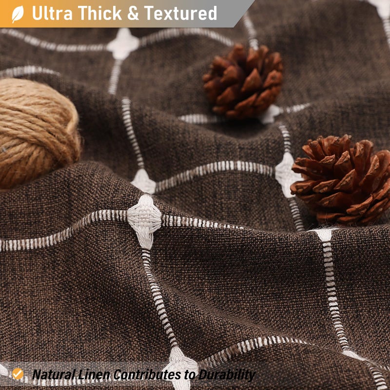 BTTN Boho Farmhouse Shower Curtain - Linen Rustic Heavy Duty Fabric Shower Curtain Set with Tassel, Water Repellent, Bohemian Vintage Country Thick Cloth Shower Curtains for Bathroom - Brown - 72x72 - Image 3