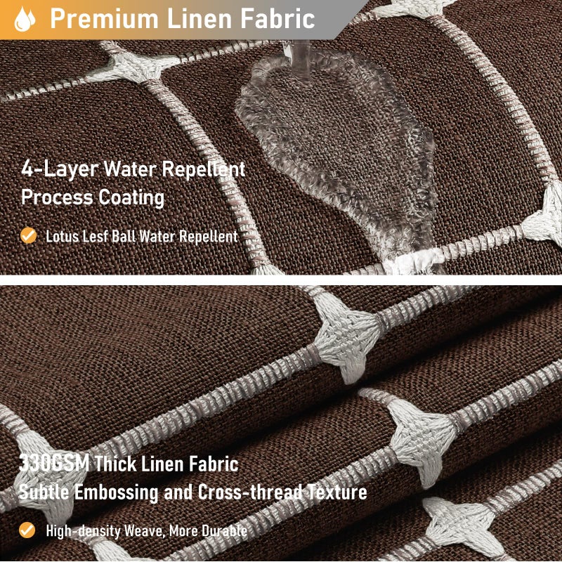 BTTN Boho Farmhouse Shower Curtain - Linen Rustic Heavy Duty Fabric Shower Curtain Set with Tassel, Water Repellent, Bohemian Vintage Country Thick Cloth Shower Curtains for Bathroom - Brown - 72x72 - Image 4