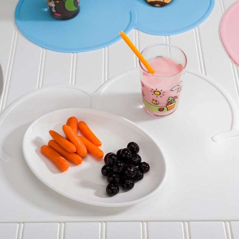 Restaurantware Silicone Cloud Shaped Food Placemat - White - Non-Slip - Easy Clean - Tabletop Protection - Great For Infants Toddlers & Kids - 18 3/4" x 10 1/2" - 1ct Box - Image 3