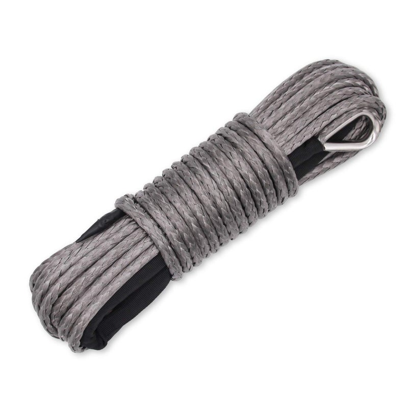 Ucreative 14 Inch x 50 Feet 10000LBs Synthetic Winch Line Cable Rope with Black Protecing Sleeve for ATV UTV Gray