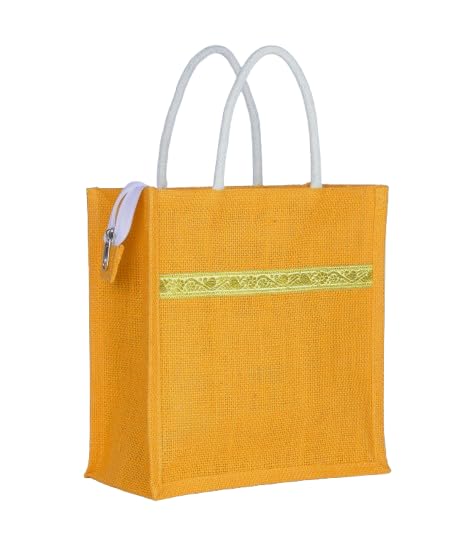 Soman Jute Ecofriendly Return Gift Bags Trendy Lace Multicolor with Zip Pack of 10 Bags - Image 5