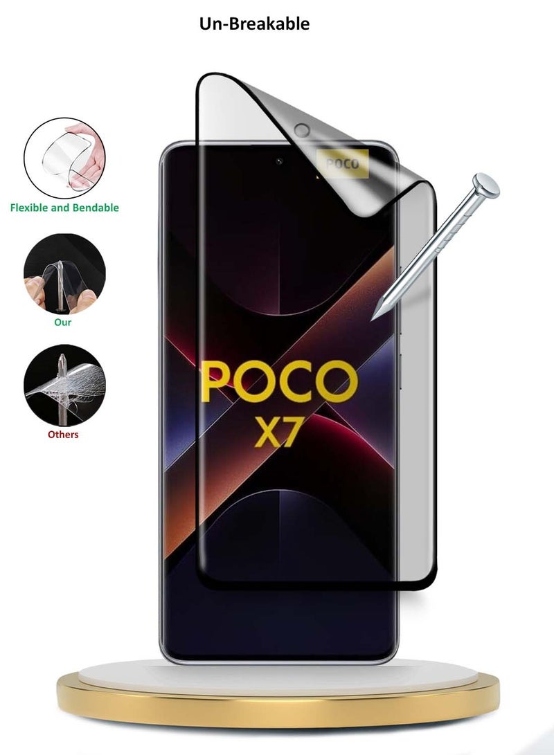 دبليو تيك شاومي بوكو X7 5G 2025 بريميوم إيدج برو سيراميك غير لامع بغطاء كامل واقي شاشة مرن غير لامع (MSGPCN) - شفاف / أسود - Image 3