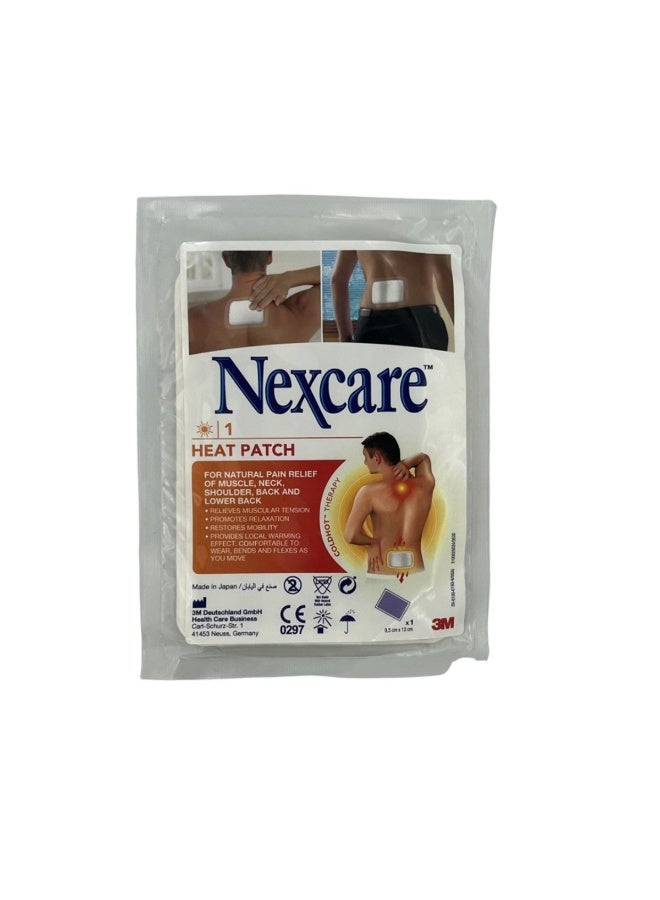 Nexcare Heat Patch for Back & Shoulder Pain Relief - Single Use (1 Count) - Up to 8 Hours of Soothing Deep Tissue Heat - Air-Activated, Odorless & Discreet