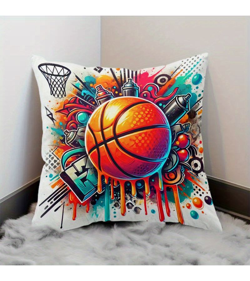 1pc Vibrant Graffiti Art Pattern Decorative Pillow Cover 16x16 Inch 2025 New Style Double Sided Print Soft Polyester Zipper Closure Machine Washable Cute Pillows For Bed Sofa Lounge Chair - Image 5