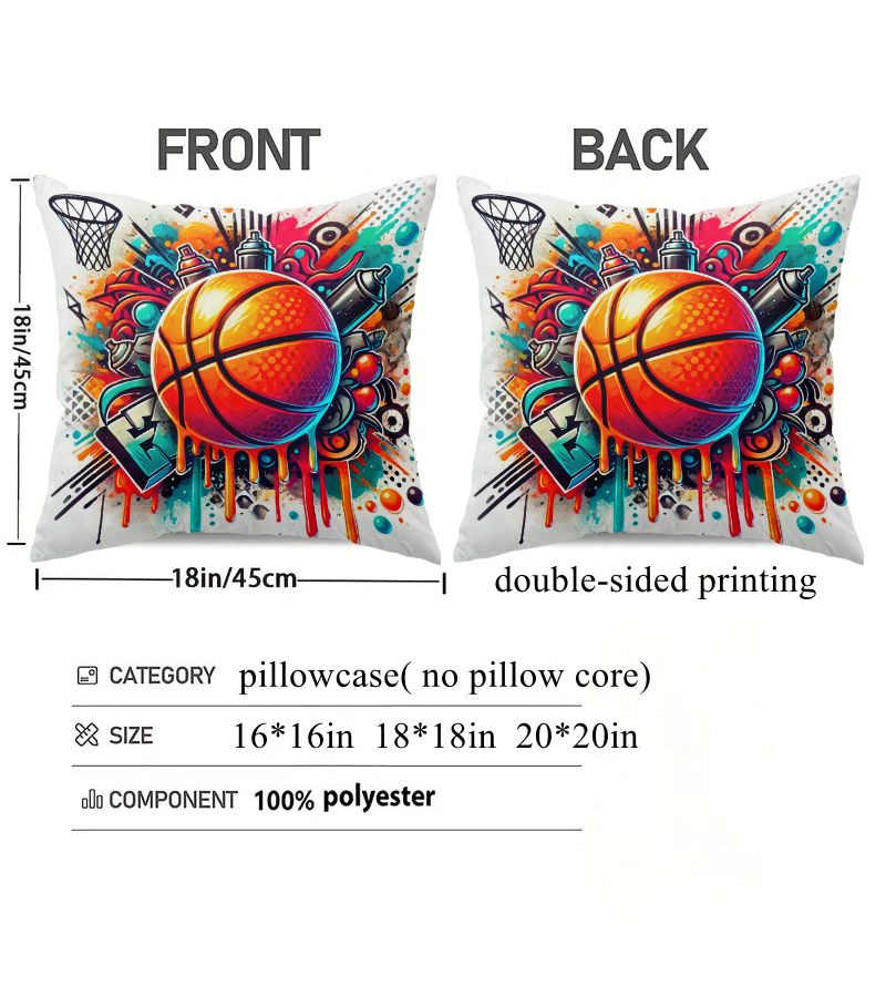 1pc Vibrant Graffiti Art Pattern Decorative Pillow Cover 16x16 Inch 2025 New Style Double Sided Print Soft Polyester Zipper Closure Machine Washable Cute Pillows For Bed Sofa Lounge Chair - Image 4
