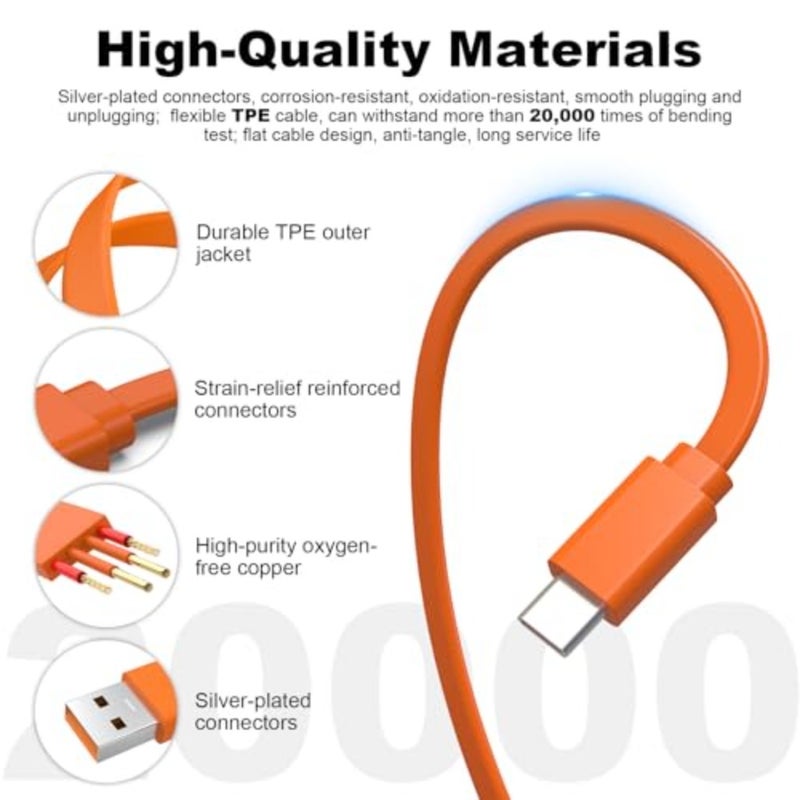 Replacement USB Type C Charger Cable Charging Cord Compatible with JBL Tune 510BT 520BT 720BT 770NC, Live 460NC, Tune 125TWS 225TWS 130NC TWS Headphones, Flip 5/6/7, Charge 4/5/6 Speakers - Image 5