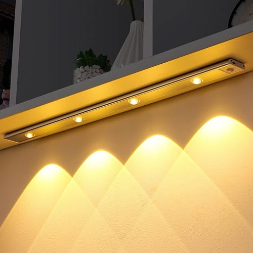XERGY LED Under Cabinet Wireless Lights, Under Counter Closet Lights with Motion Sensor, USB Rechargeable for Indoor Kitchen Closet Stairway Aluminum Alloy Casing & Magnet 3 Color Temperature (20 CM) - Image 5