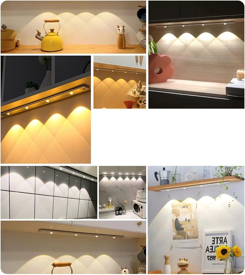 XERGY LED Under Cabinet Wireless Lights, Under Counter Closet Lights with Motion Sensor, USB Rechargeable for Indoor Kitchen Closet Stairway Aluminum Alloy Casing & Magnet 3 Color Temperature (20 CM) - Image 4