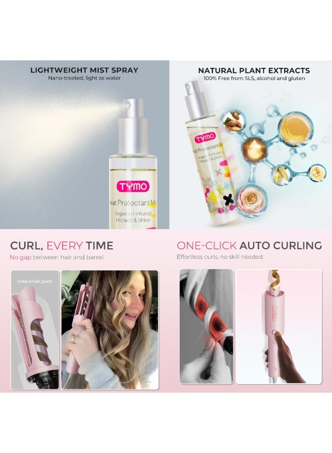 TYMO CURLPRO Automatic Rotating Curling Iron 25mm with Heat Protectant Spray | Argan Oil Heat Protection up to 450°F | Ionic Ceramic Curling Wand | Lightweight Hair Curler & Styling Treatment Combo - Image 3